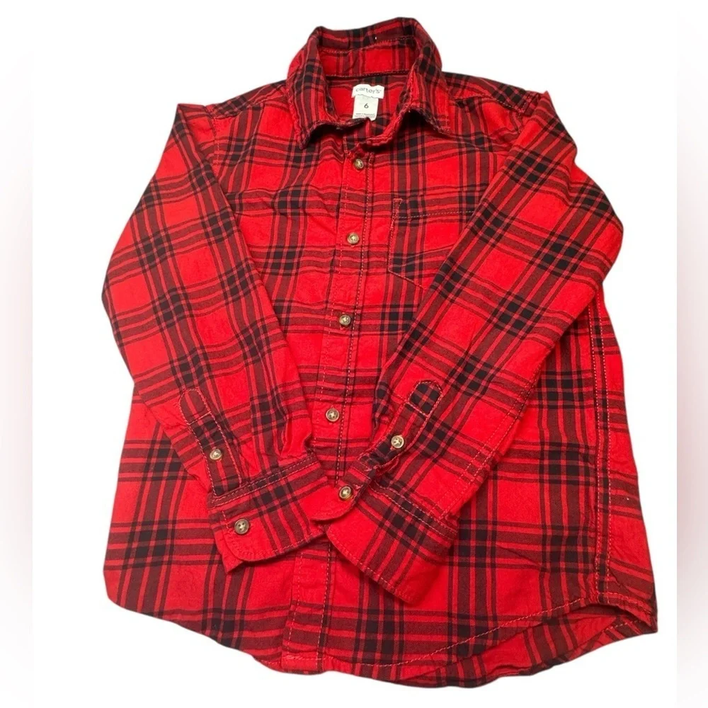 Carter’s Red & Black Plaid Flannel Shirt – Size 6